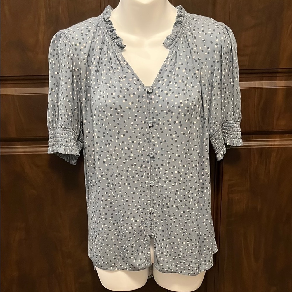 DR2 Blue Polka Dot Blouse